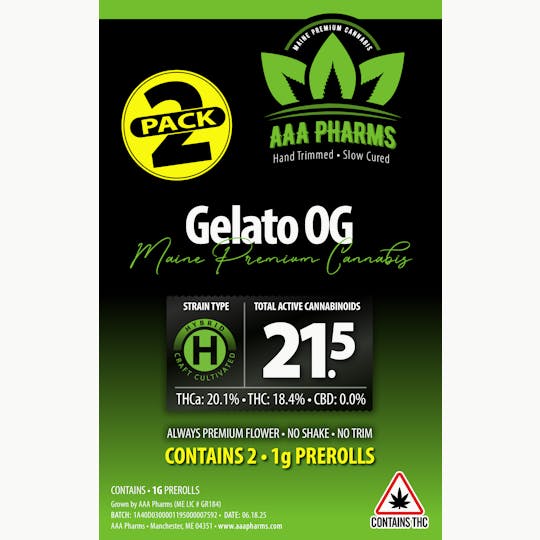 AAA Pharms - Gelato OG - 2 Pack Pre Rolls - 1