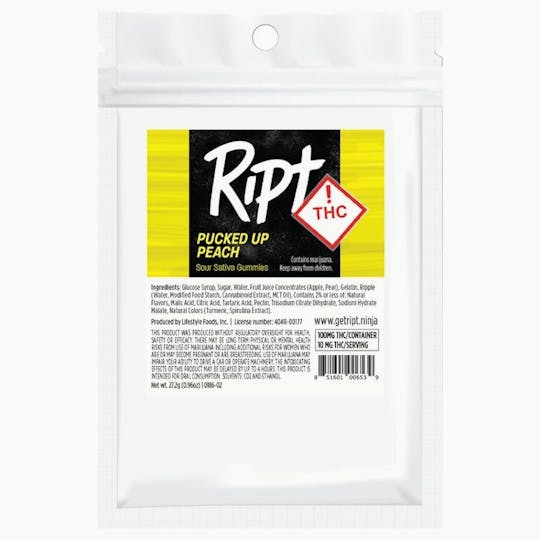 Ript - Ript - Pucked Up Peach Gummies 100mg 10pk - 1