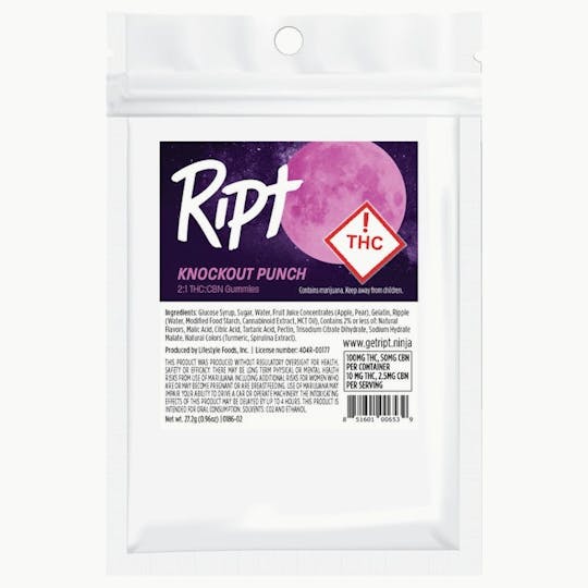 Ript - Ript - Knockout Punch Gummies 1:1 100mg 10pk - 1