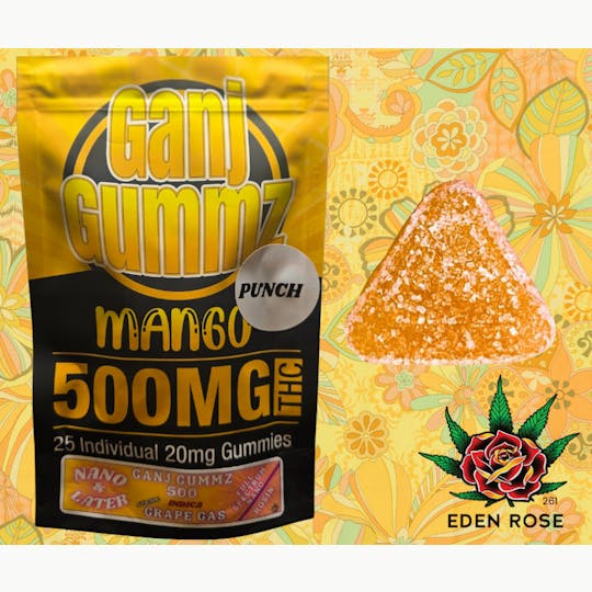 Eden Rose Processing - 500MG Ganj Gummz: Nano & Later - Mango Punch (Indica) - 1