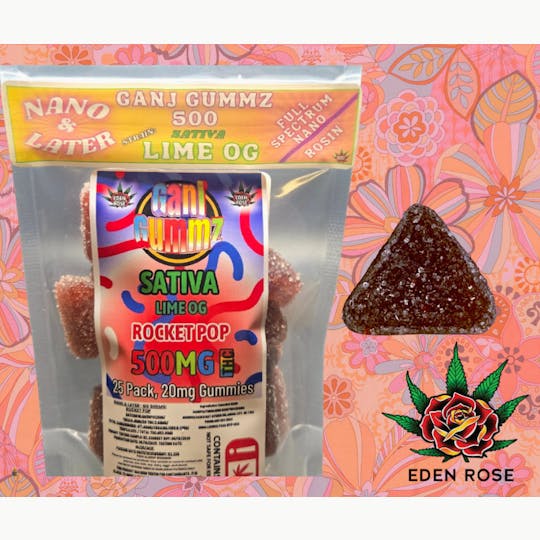 Eden Rose Processing - 500MG Ganj Gummz: Nano & Later - Rocket Pop (Sativa) - 1