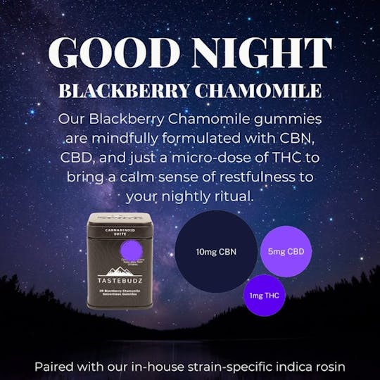 TasteBudz - Blackberry Chamomile Rosin Gummies | CBN | CBD | THC | - 1