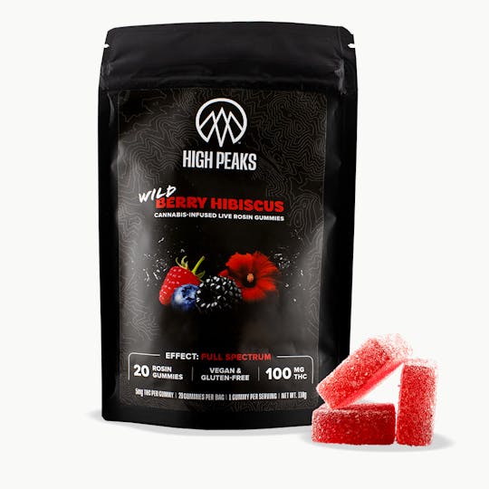 High Peaks - Wild Berry Hibiscus | Rosin Gummies | 20-Pack | 100mg THC - 1
