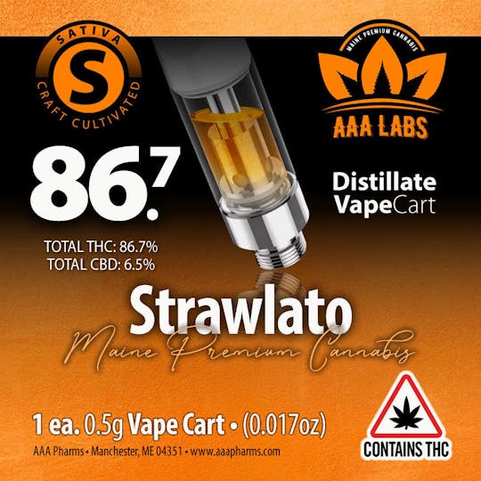 AAA Pharms - Strawlato - 0.5g Distillate Vape Cart - 1