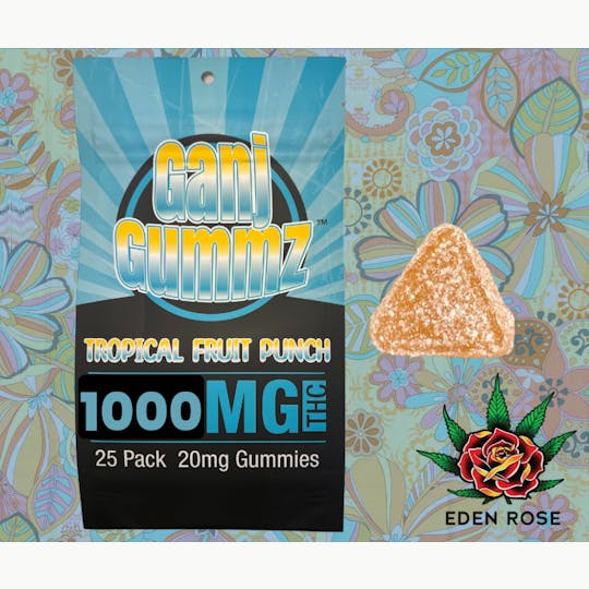 Eden Rose Processing - 1000MG Ganj Gummz - Tropical Fruit Punch - 1