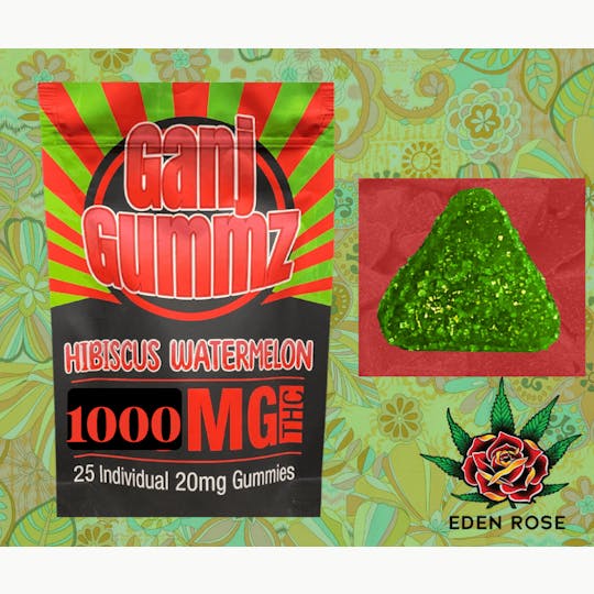 Eden Rose Processing - 1000MG Ganj Gummz - Hibiscus Watermelon - 1