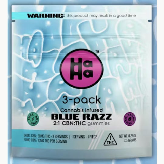 HAHA - 2:1 Blue Razz 30mg Gummies 3pk - 1