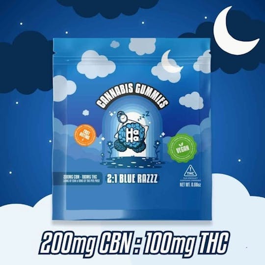 HAHA - Blue Razz Vegan Gummies 2:1 (CBN:THC) - 10pk - 1