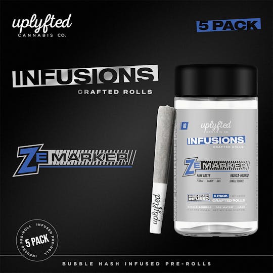 Uplyfted Cannabis Co - 2.5g - 5pk of 0.5g Bubble Hash Infused Pre-Rolls - Ze Marker - 1
