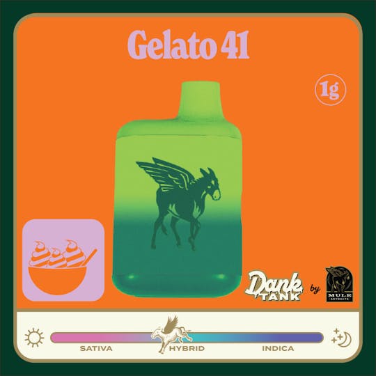 Mule Extracts - 1g Dank Tank Pure Live Resin - Gelato 41 82.9% (Hybrid) 6.3% Terps - 1