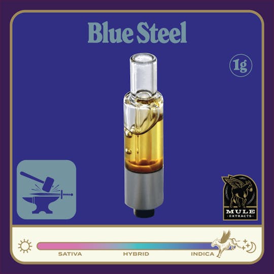 Mule Extracts - 1g Pure Live Resin Glass Cart - Blue Steel 79.7% (Indica) 8.5% Terps - 1