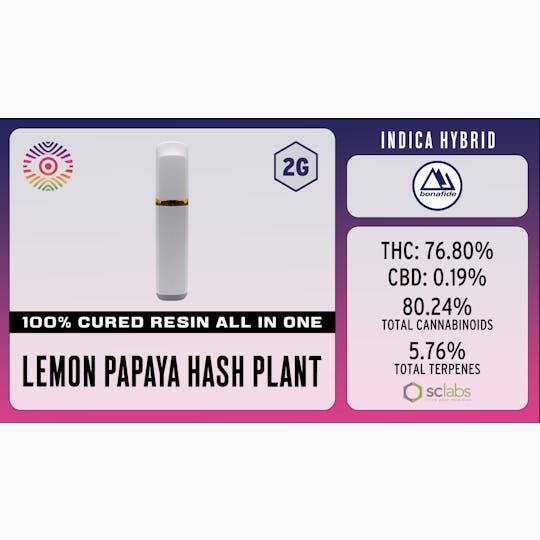 Chromatic (OR) - Chromatic | Lemon Papaya Hash Plant | All-In-One Cured Resin Cartridge (2g) - 1