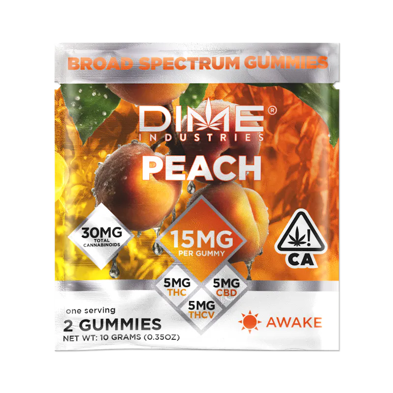 Dime Industries Peach "Morning" THCV Gummies Balanced Line 2ct edible