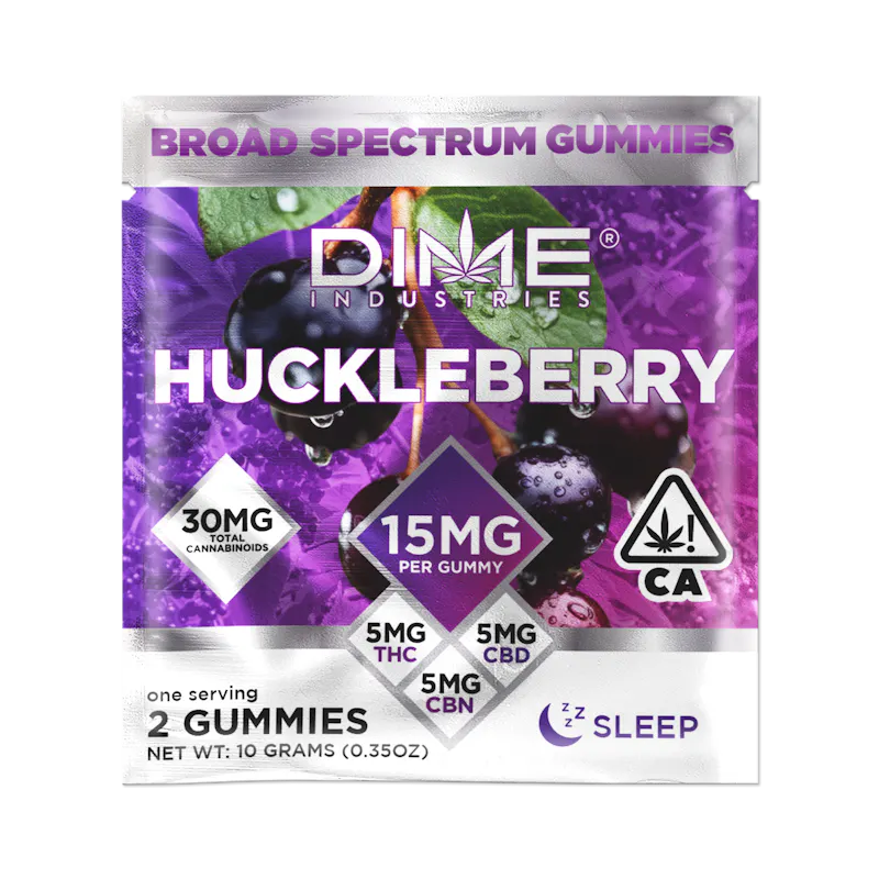Dime Industries Huckleberry "Evening" CBN Gummies Balanced Line 2ct