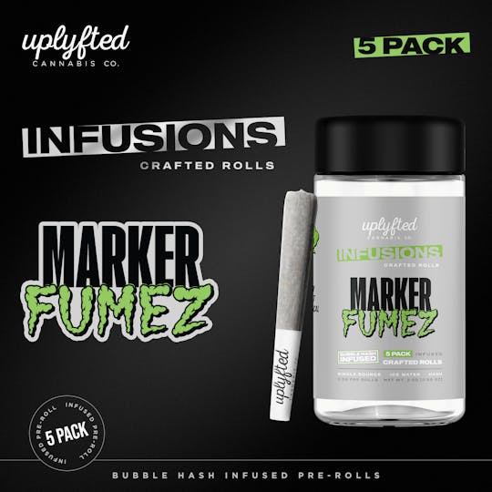 Uplyfted Cannabis Co - 2.5g - 5pk of 0.5g Bubble Hash Infused Pre-Rolls - Marker Fumez - 1