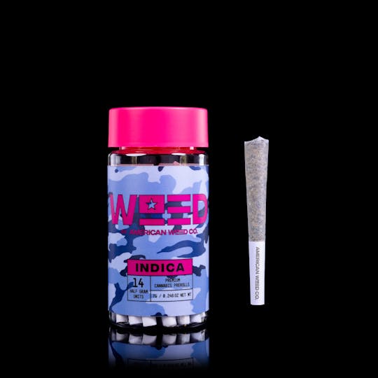 American Weed Co. - WEED Indica - Grape Gushers - Indica Preroll Pack (.5g x 14) - 1