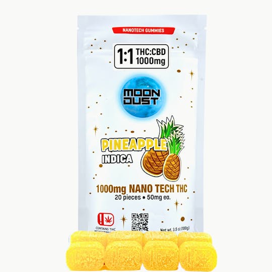 MOON DUST - 1000MG:1000MG NANO THC GUMMIES - PINEAPPLE - INDICA - 1