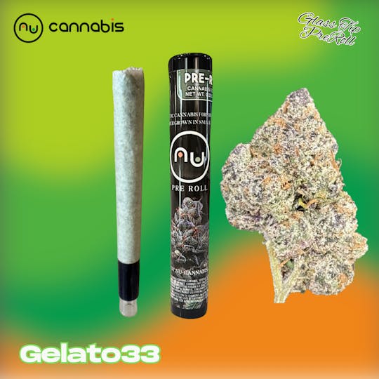 Nu Cannabis Brand - NuCannabis - Gelato33 1.2g GLASS TIP Pre-Roll - INDOOR PREMIUM FLOWER - 1