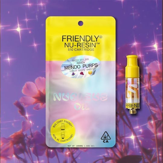 Friendly Brand - Mendo Purps - 1g Live Nucleus Live Resin 510 Cart - 1
