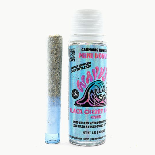 Wavvy - Infused Preroll - BLACK CHERRY GELATO- 1.3G - Mini Donut - Live Rosin Core - 1