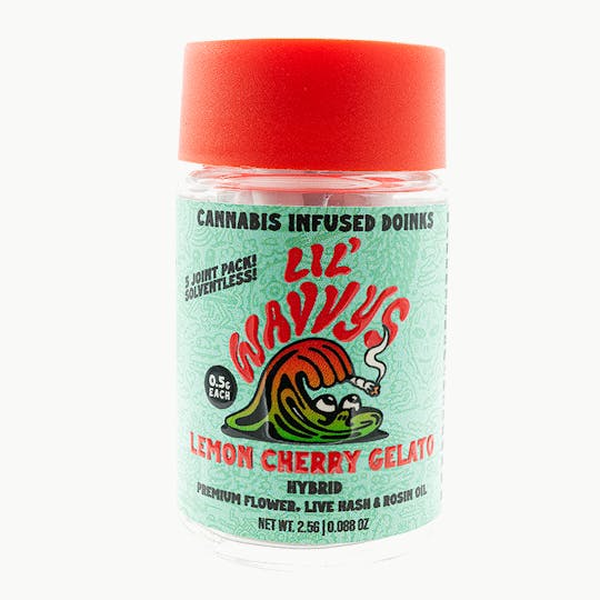 Wavvy - Infused Prerolls - LEMON CHERRY GELATO - 2.5G- Lil' Wavvys - Hash/Rosin 5pk - 1