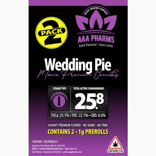 AAA Pharms - Wedding Pie - 2 Pack Pre Roll - 1