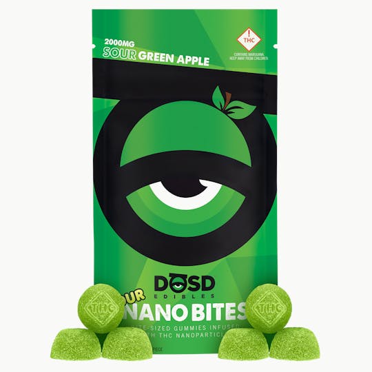 DŌSD Edibles - Nano Bites - Sour Green Apple - 2000mg, Hybrid Enhanced - 1