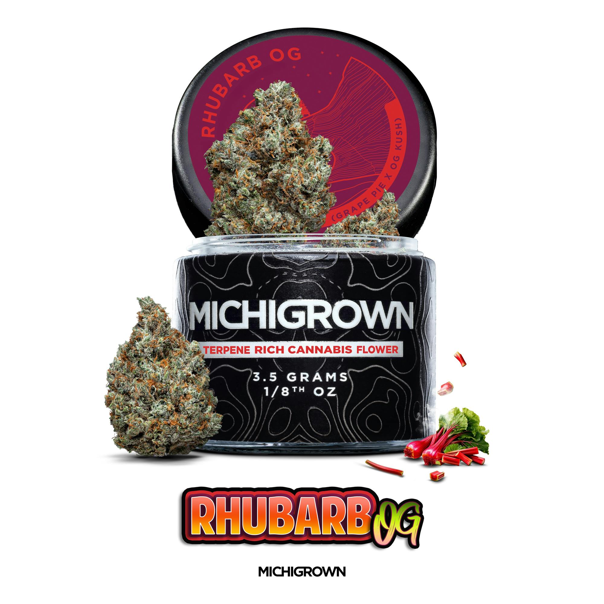 MICHIGROWN - RHUBARB OG - 3.5 GRAMS - PREMIUM FLOWER - JARS - 1