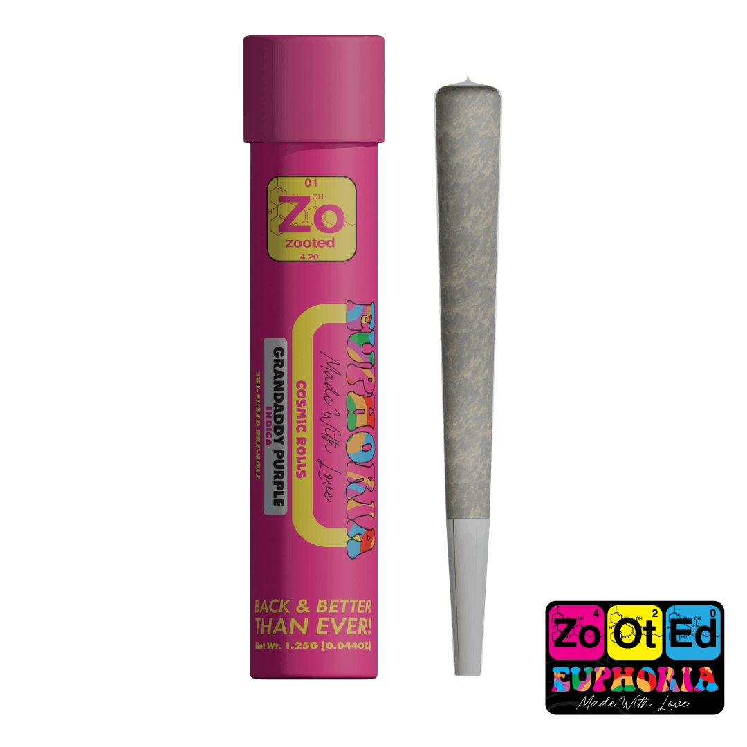 Zooted Brandz - MI - Granddaddy Purple Cosmic Pre-Roll - 1.25G Premium Triple Infused Pre-Roll - 1