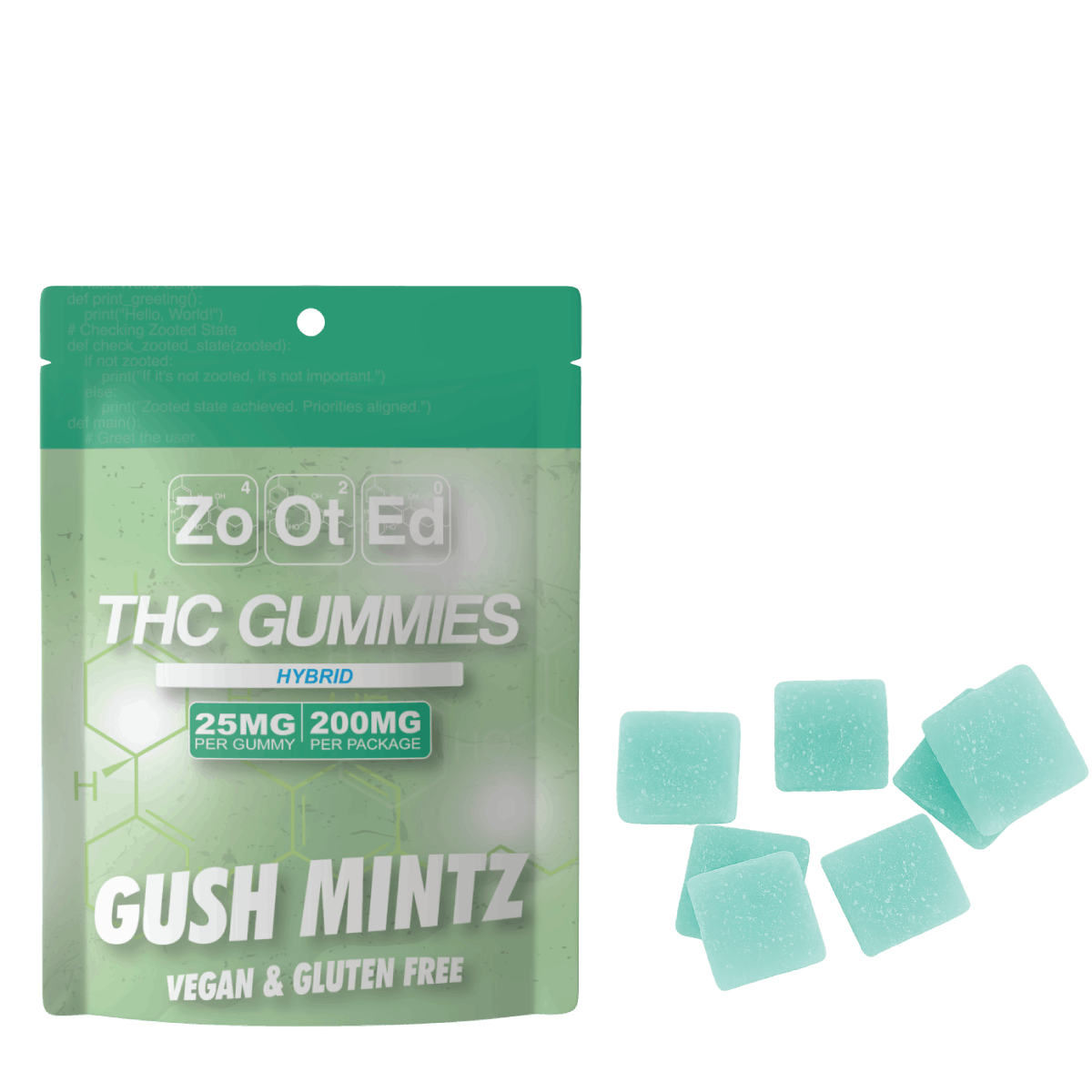 Zooted Brandz - MI - Gush Mintz THC Infused Gummies - 200MG Per Package Vegan & Gluten Free - 1