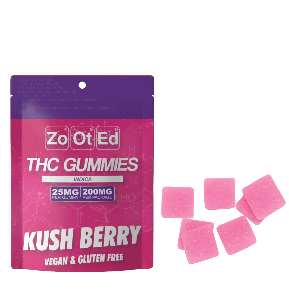 Zooted Brandz - MI - Kush Berry THC Infused Gummies - 200MG Per Package Vegan & Gluten Free - 1