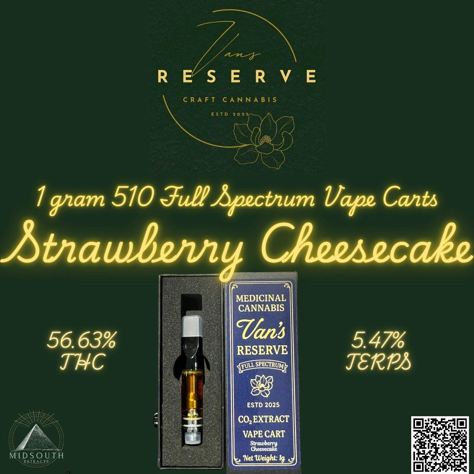 MidSouth Extracts - Van's Reserve - Strawberry Cheesecake - 1g 510 Live Resin - 1
