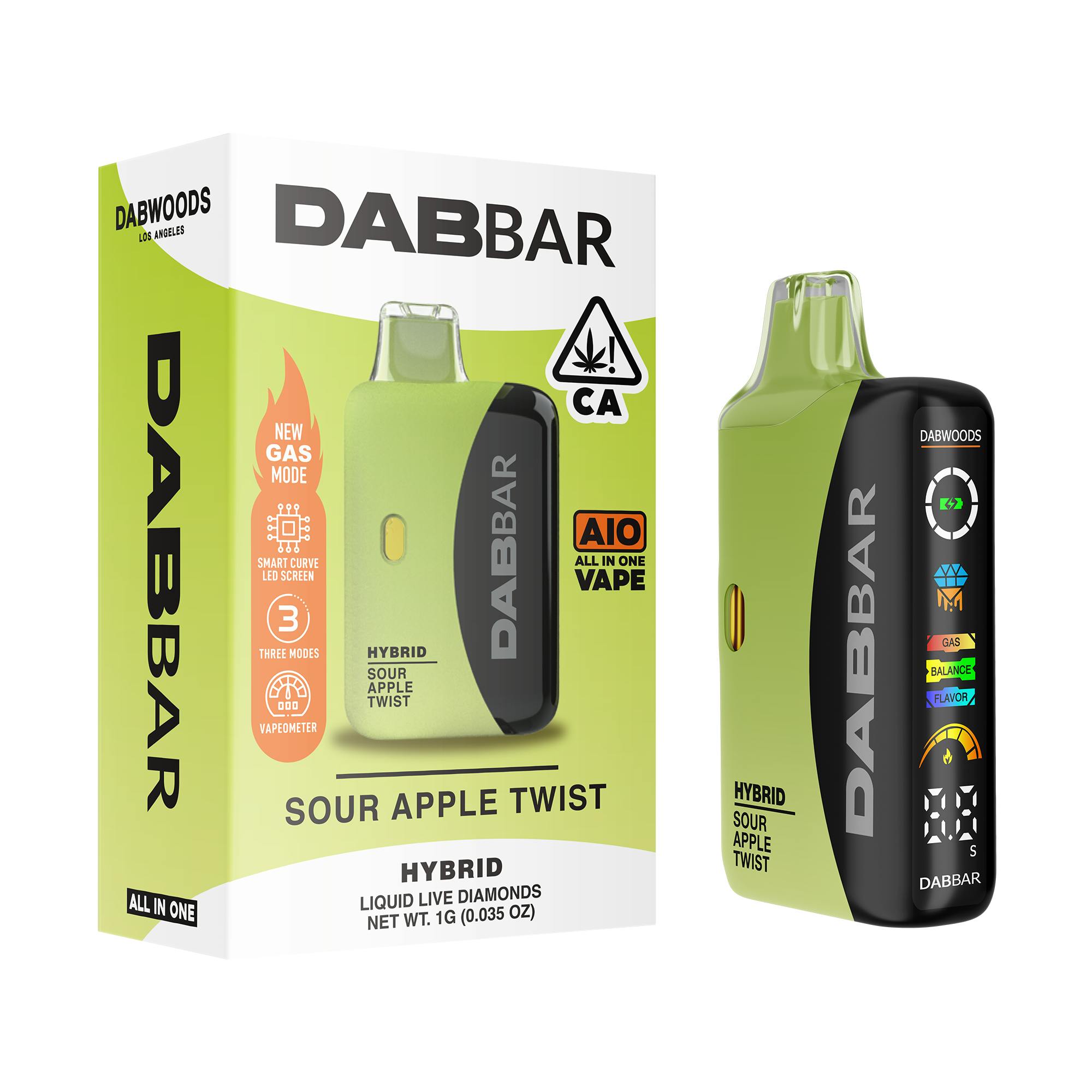 Dabwoods - VAPE - DABBAR 3.0 LIQUID LIVE DIAMONDS SOUR APPLE TWIST 1G - 1