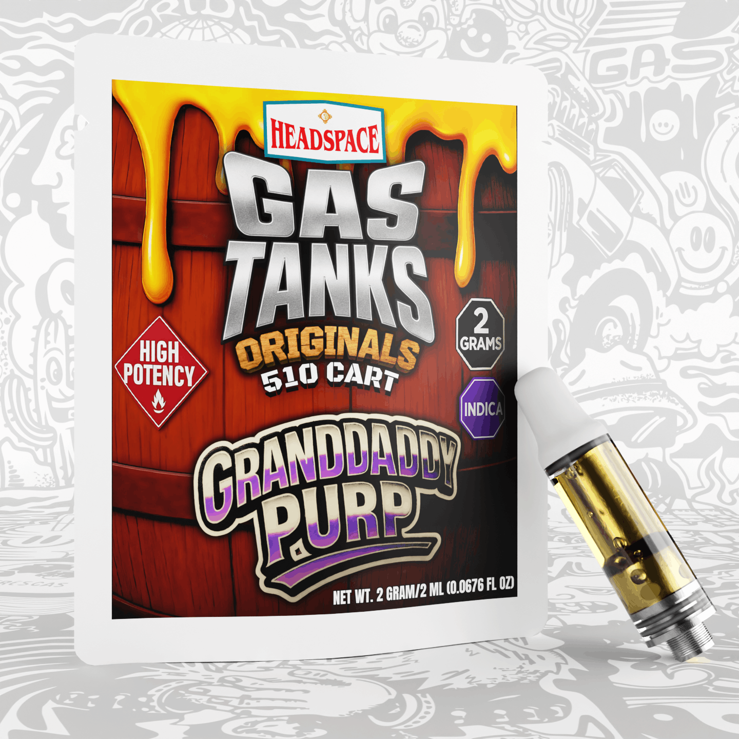 HeadSpace Alchemy - Gas Tanks Originals - 2g 510 Cartridge - Granddaddy Purp - 1