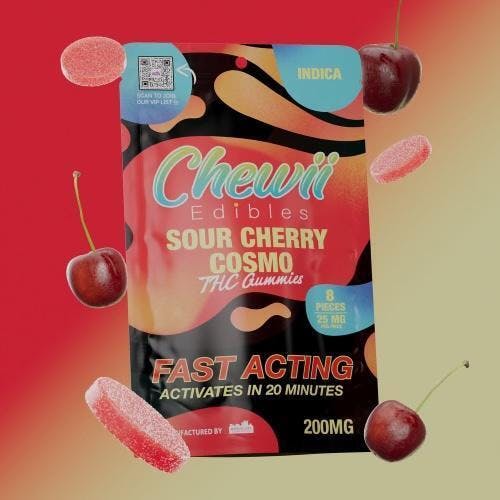 Chewii - Chewii - Sour Cherry Cosmo Indica 200mg Fast Acting - 8 Gummies - 1