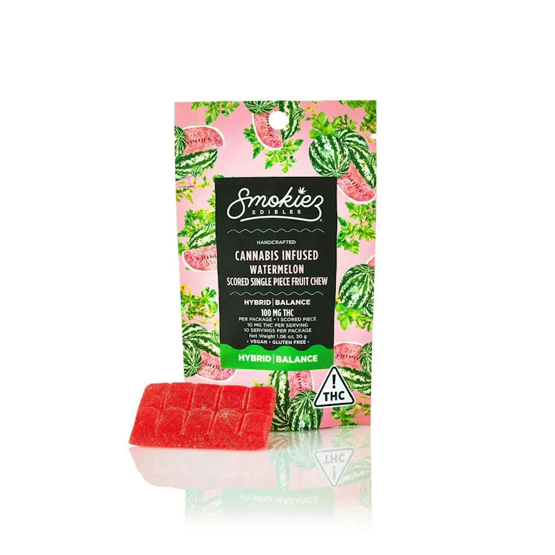 Smokiez Watermelon Fruit Chews 100mg 10ct 10mg/ea edible