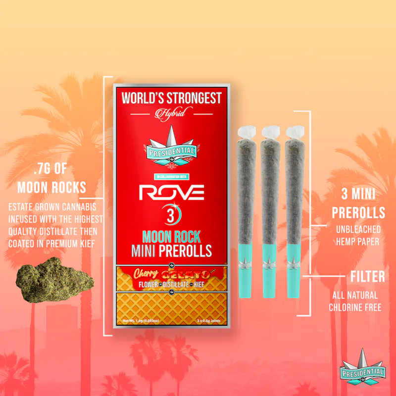 Presidential Pee-Wee Moon Rock Mini Pre Rolls - Cherry Gelato 1.5g