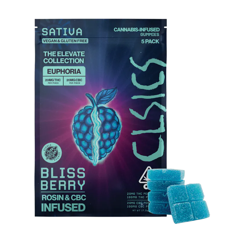 CLSICS - CBC Bliss Berry - 1:1 THC:CBC Live Rosin Infused Gummies - 5ct edible