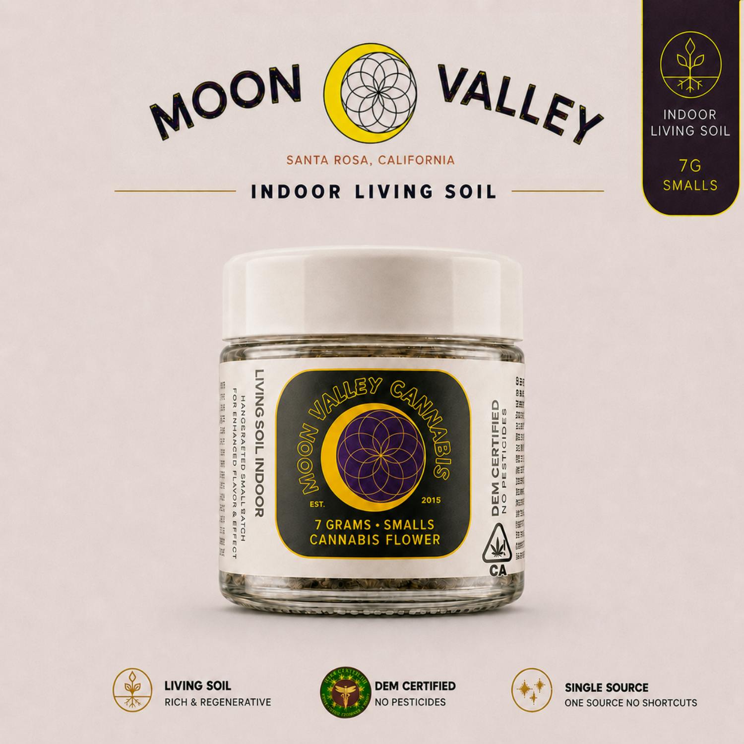 Moon Valley Cannabis - Lemon Cherry Gelato Smalls Indoor Living Soil Flower 7 Gram Jar - 1