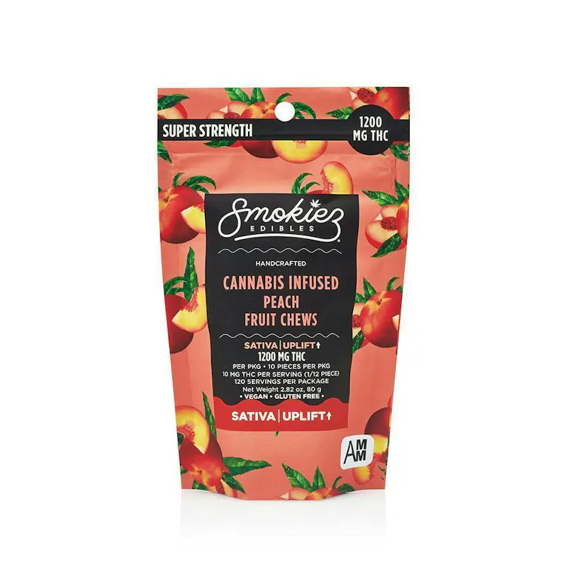 Smokiez Peach Fruit Chews 1200mg 10ct 120mg/ea
