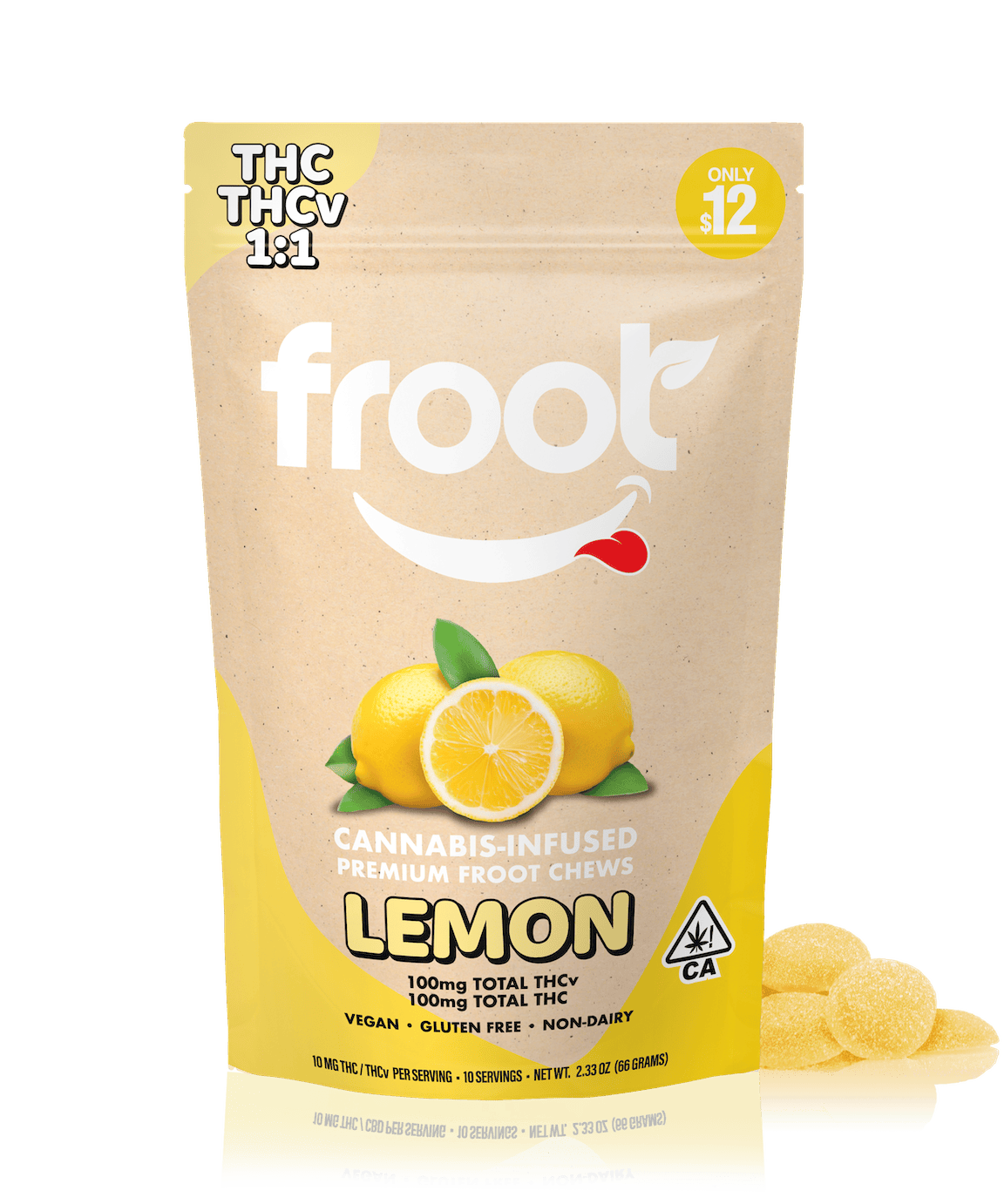 Froot - Froot Lemon 1:1 THCv:THC Gummies - 100mg THCv: 100mg THC - 1