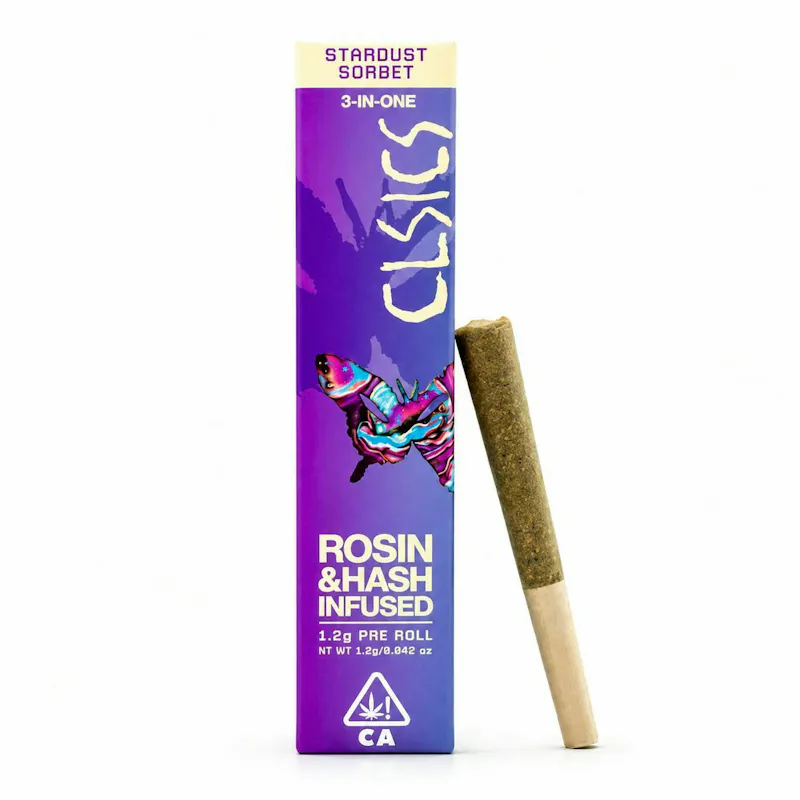 CLSICS - Stardust Sorbet - Trifecta Hash/Rosin/Flower Infused Joint - 1.2g pre-roll