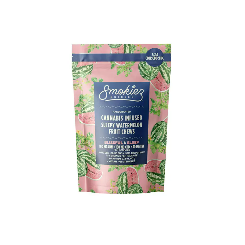 Smokiez Sleepy Watermelon Fruit Chews 50mg 10ct 5mg/ea