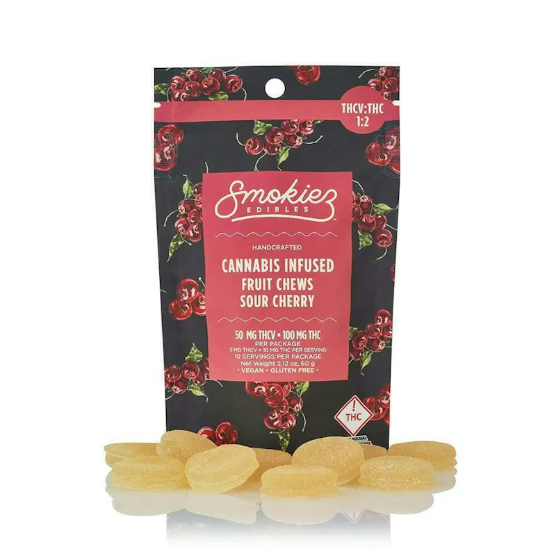 Smokiez Sour Cherry Fruit Chews 2:1 THC:THCV 100mg 10ct 10mg/ea