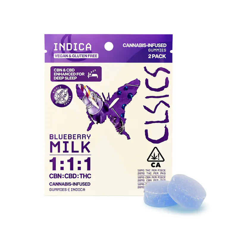 CLSICS - CBN Blueberry Milk - Live Rosin Infused Gummies - 2ct edible