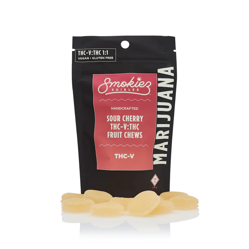Smokiez Sour Cherry 1:1 THC:THCV Gummies 100mg 10ct 10mg/ea edible