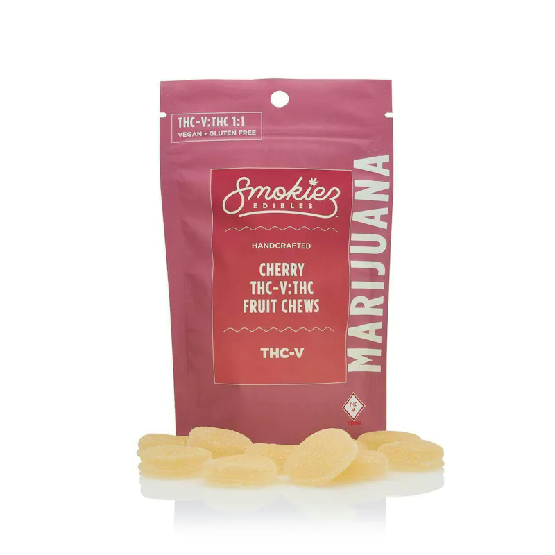 Smokiez Sweet Cherry 1:1 THCV:THC Fruit Chews 100mg 10ct 10mg/ea edible