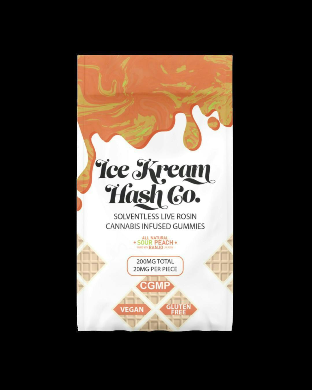 Ice Kream Hash Co. - IKHCO | Sour Peach Live Rosin Gummies | 200mg | 10ct | 20mg/ea - 1