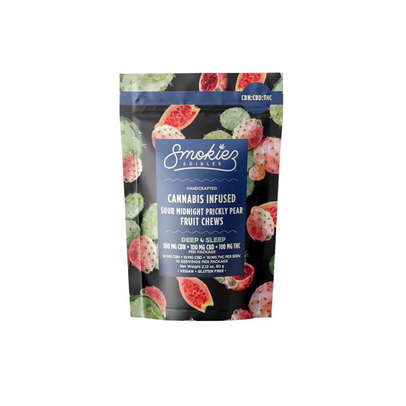 Smokiez Sour Midnight Prickly Pear 1:1:1 THC:CBD:CBN Gummies 10ct 10mg/ea edible