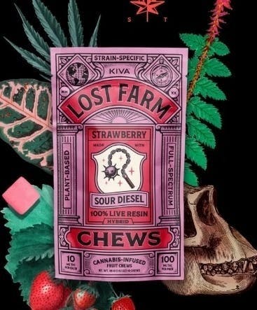 Lost Farm - Strawberry 'Sour Diesel' Live Resin Chews | 200mg | 10ct | 20mg/ea - 1